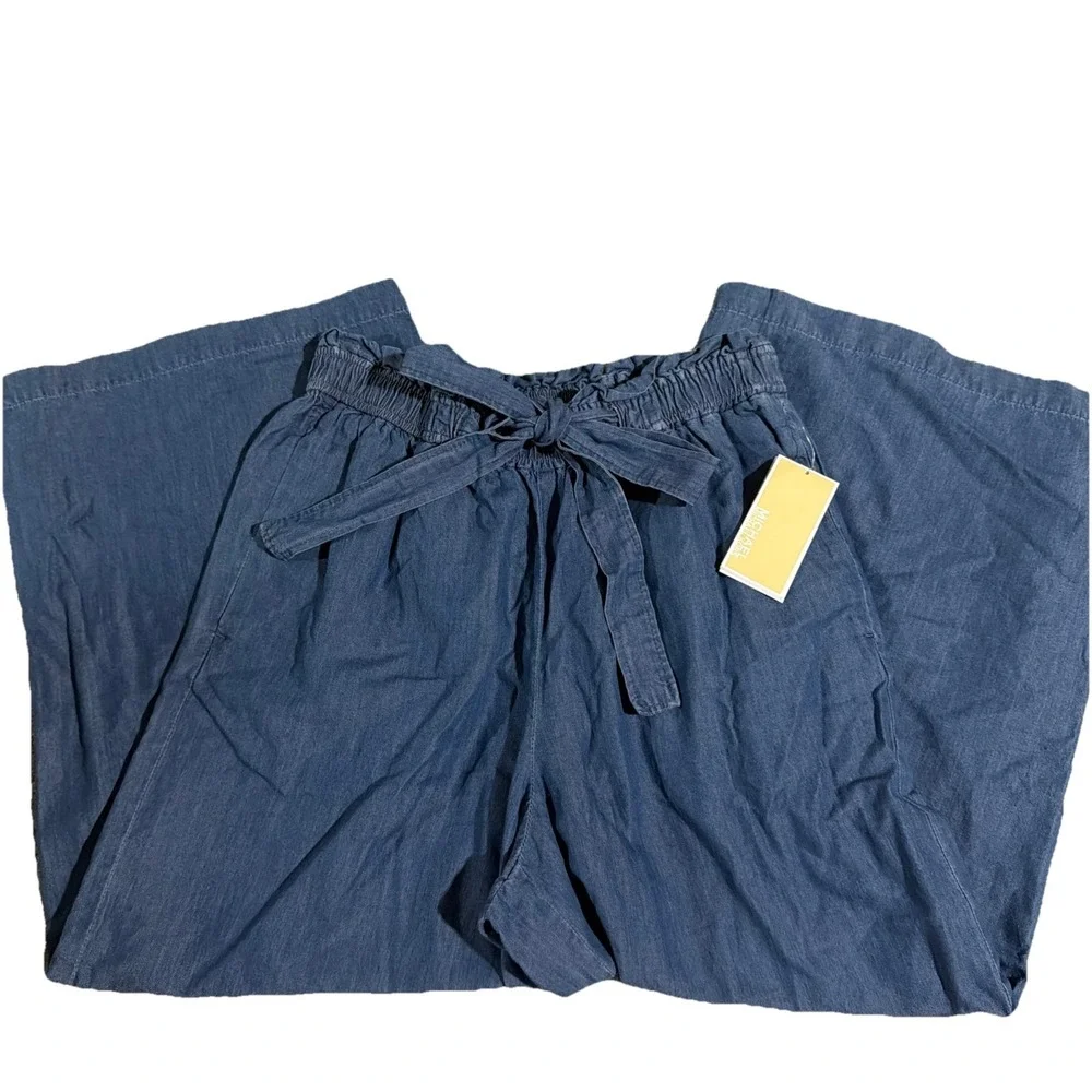 Michael Michael‎ Kors Women Pull On Pants Wide Legs Size Small Lt Cadet Wash NWT